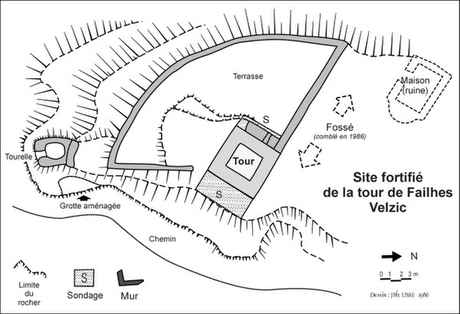 Plan_des_structures_de_la_tour_de_Falhiès_après_fouilles